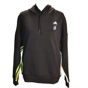 Adidas x Peloton Sportswear Everyday Winter Pullover Hoodie Black Neon Yellow S